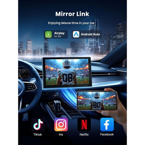 Carplay Screen for Car, 9 Portable Wireless Android Auto, 4K Dash Cam - Picture 5 of 8
